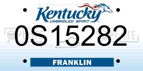 0S15282 Kentucky License Plate
