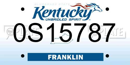 0S15787 Kentucky License Plate