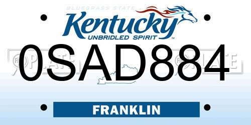 0SAD884 Kentucky License Plate