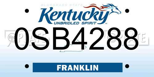 0SB4288 Kentucky License Plate