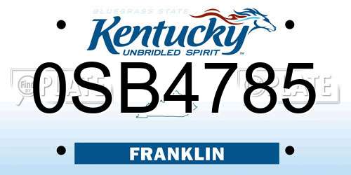 0SB4785 Kentucky License Plate
