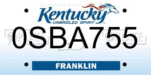 0SBA755 Kentucky License Plate