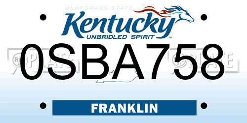 0SBA758 Kentucky License Plate