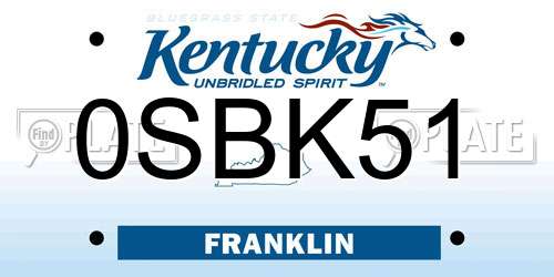 0SBK51 Kentucky License Plate