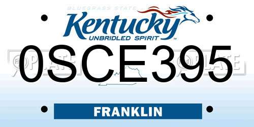 0SCE395 Kentucky License Plate