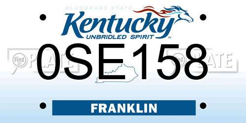 0SE158 Kentucky License Plate
