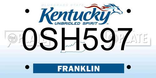 0SH597 Kentucky License Plate