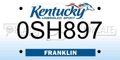 0SH897 Kentucky License Plate