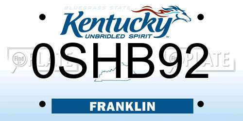 0SHB92 Kentucky License Plate