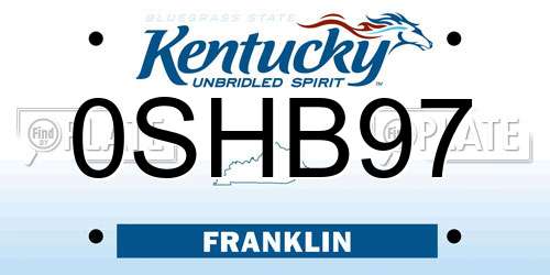 0SHB97 Kentucky License Plate