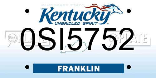 0SI5752 Kentucky License Plate