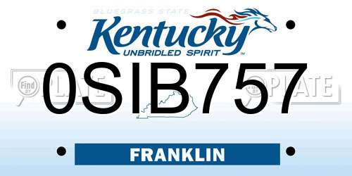 0SIB757 Kentucky License Plate
