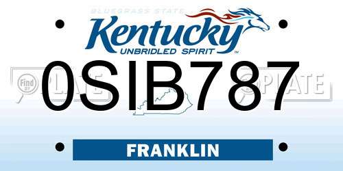 0SIB787 Kentucky License Plate