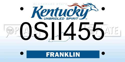 0SII455 Kentucky License Plate