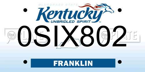 0SIX802 Kentucky License Plate