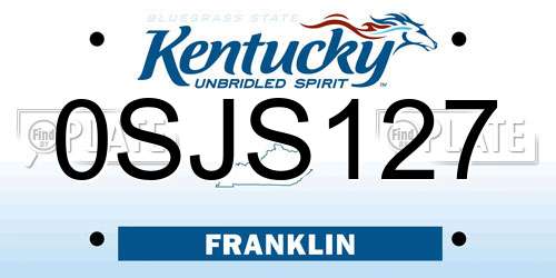 0SJS127 Kentucky License Plate