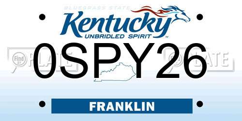 0SPY26 Kentucky License Plate