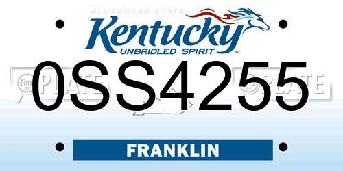 0SS4255 Kentucky License Plate