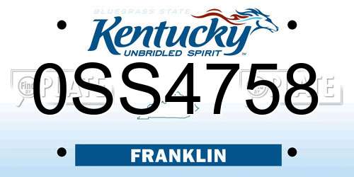 0SS4758 Kentucky License Plate