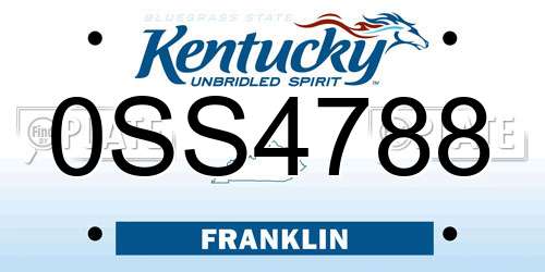 0SS4788 Kentucky License Plate