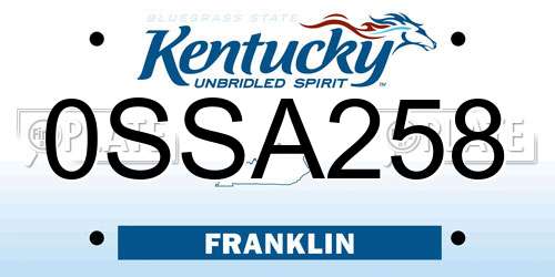 0SSA258 Kentucky License Plate
