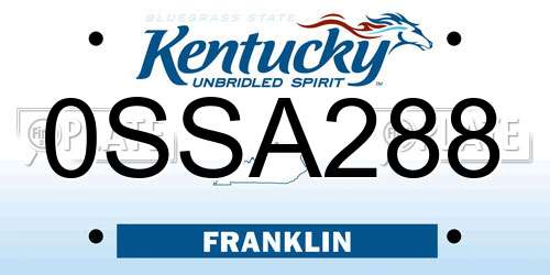 0SSA288 Kentucky License Plate