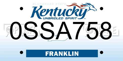 0SSA758 Kentucky License Plate