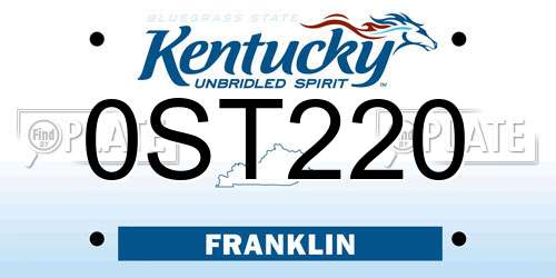 0ST220 Kentucky License Plate