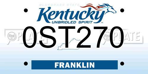 0ST270 Kentucky License Plate
