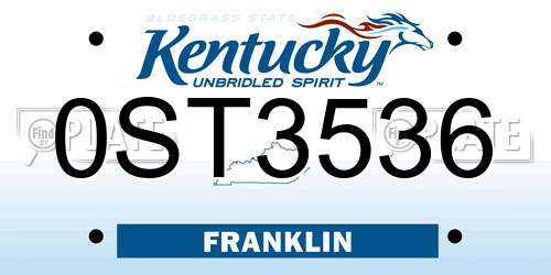0ST3536 Kentucky License Plate