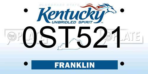 0ST521 Kentucky License Plate