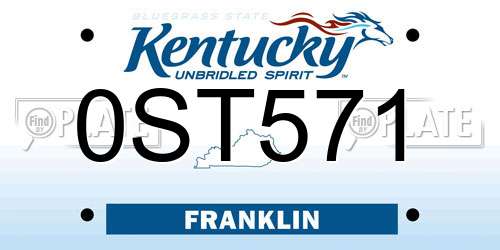 0ST571 Kentucky License Plate