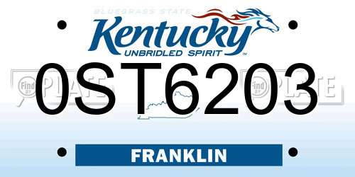 0ST6203 Kentucky License Plate