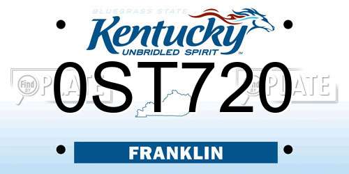 0ST720 Kentucky License Plate