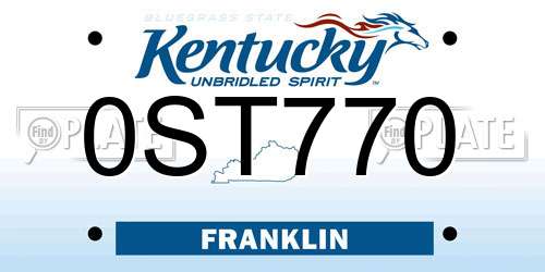 0ST770 Kentucky License Plate
