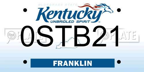 0STB21 Kentucky License Plate