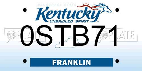0STB71 Kentucky License Plate