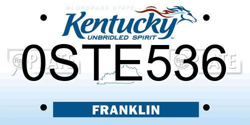 0STE536 Kentucky License Plate