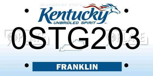 0STG203 Kentucky License Plate