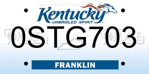 0STG703 Kentucky License Plate