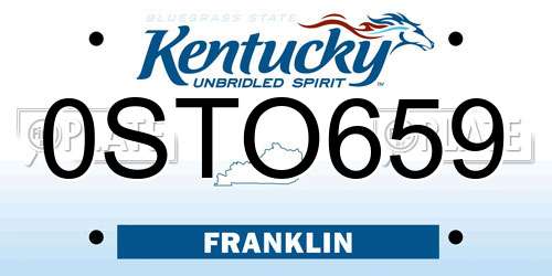 0STO659 Kentucky License Plate