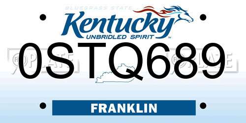 0STQ689 Kentucky License Plate