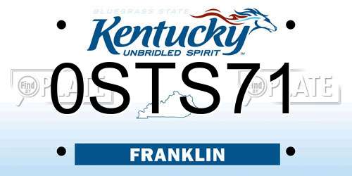 0STS71 Kentucky License Plate