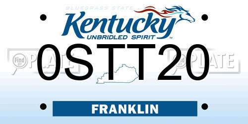 0STT20 Kentucky License Plate