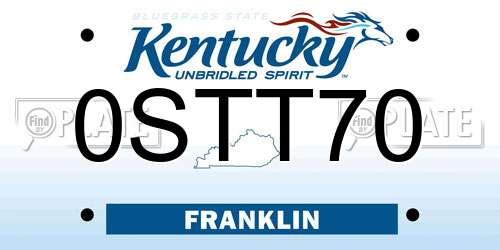 0STT70 Kentucky License Plate