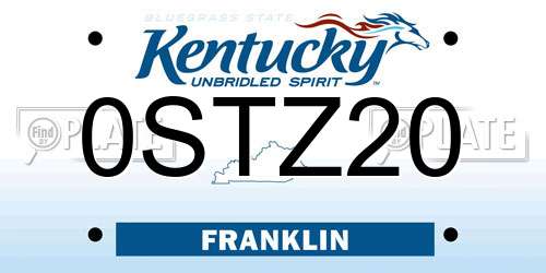 0STZ20 Kentucky License Plate