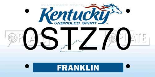 0STZ70 Kentucky License Plate