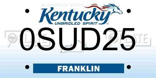 0SUD25 Kentucky License Plate