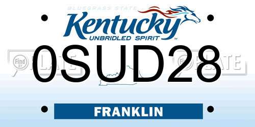 0SUD28 Kentucky License Plate
