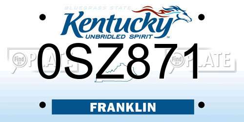 0SZ871 Kentucky License Plate
